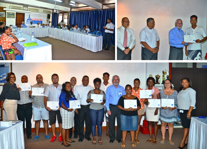 Photo montage showing the training in progress and the certificate presentation ceremony (Photos by Vanessa Lucas, STB)